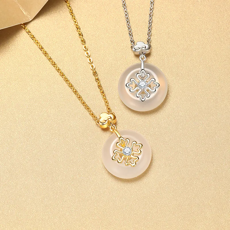CHINA GOLD Chalcedony Jade Necklaces Women's-2
