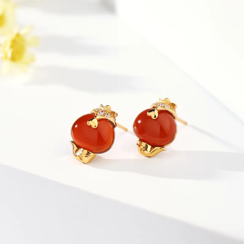 CHINA GOLD Agate Earrings Women's-1