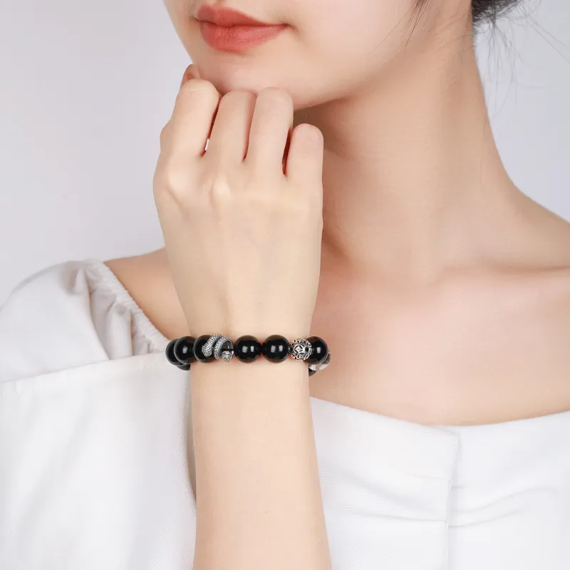 CHINA GOLD Natural Obsidian Bracelets Unisex-5