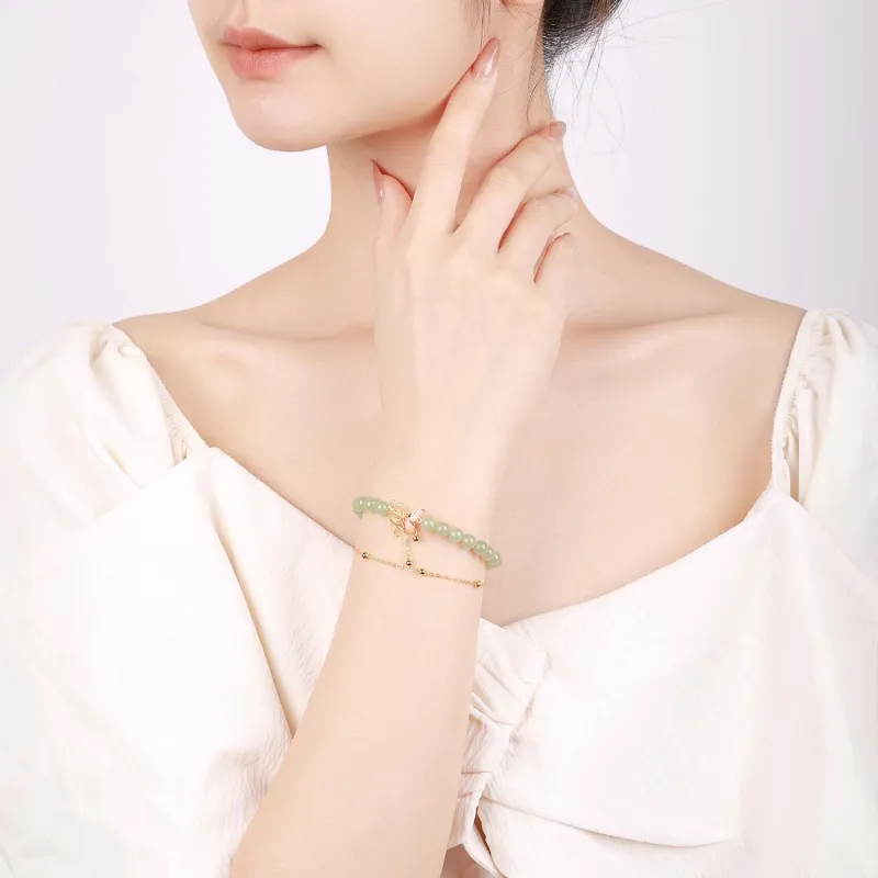 CHINA GOLD Bracelets Pale Greenish White Jade Women's-5
