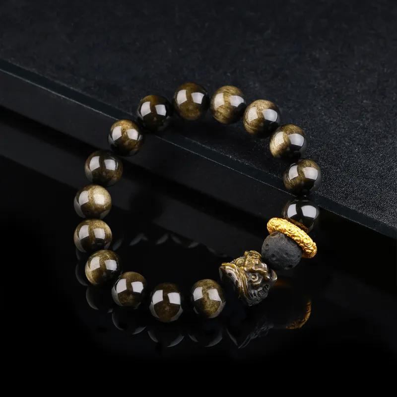 CHINA GOLD Obsidian Bracelets Unisex-1