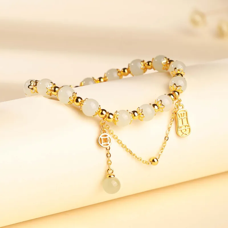CHINA GOLD Hetian Jade Bracelets Pale Greenish White Jade Women's-1
