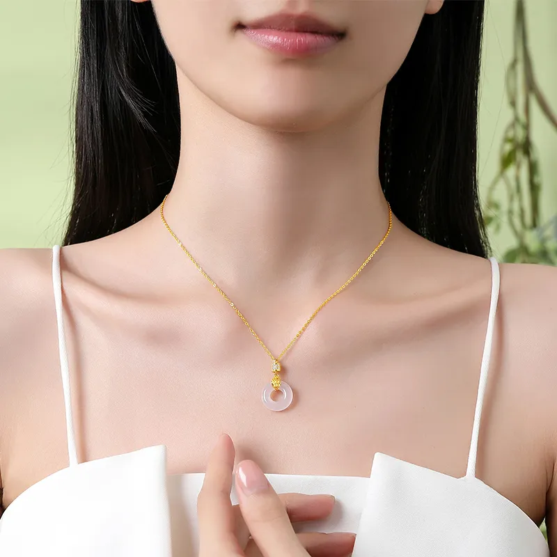 CHINA GOLD Chalcedony Necklaces Women's-5