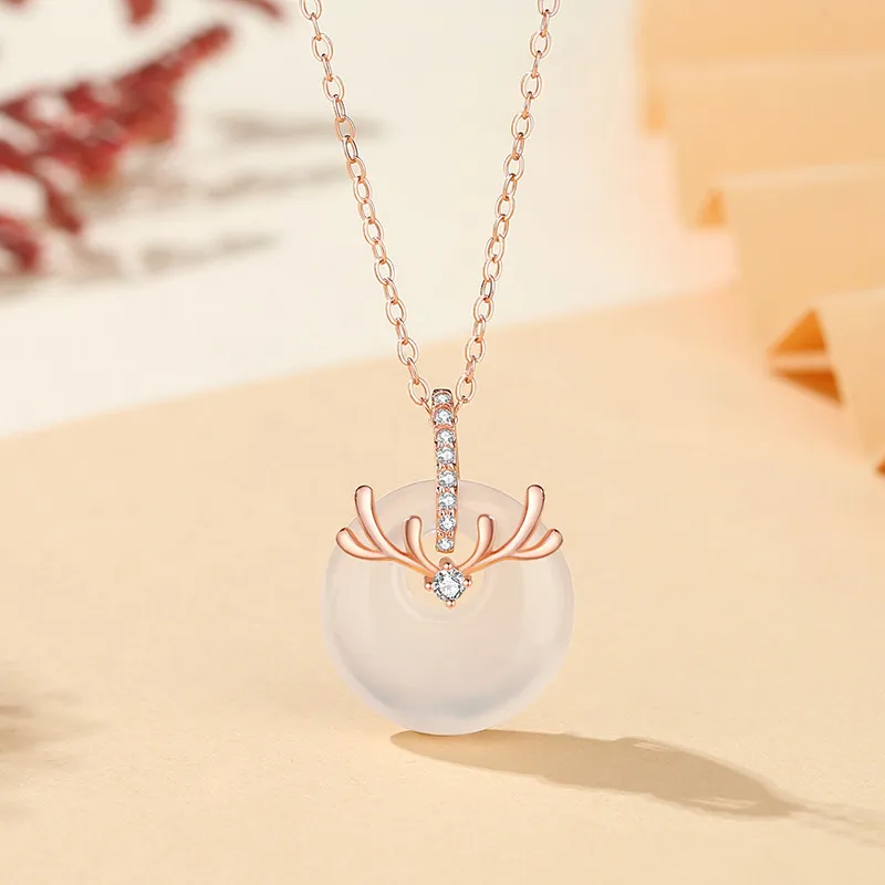 CHINA GOLD Chalcedony Necklaces Women's-4