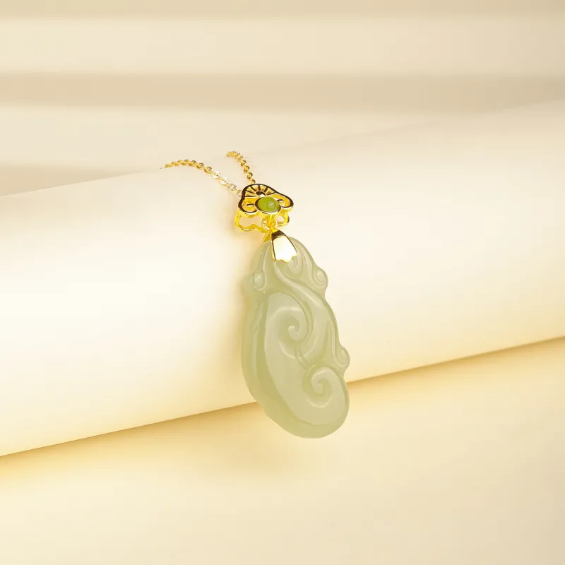 CHINA GOLD Hetian Jade Pendants Pale Greenish White Jade Women's-2