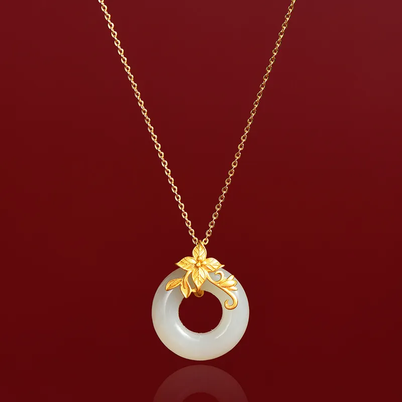 CHINA GOLD Hetian Jade Necklaces White Jade/Pale Greenish White Jade Women's-1