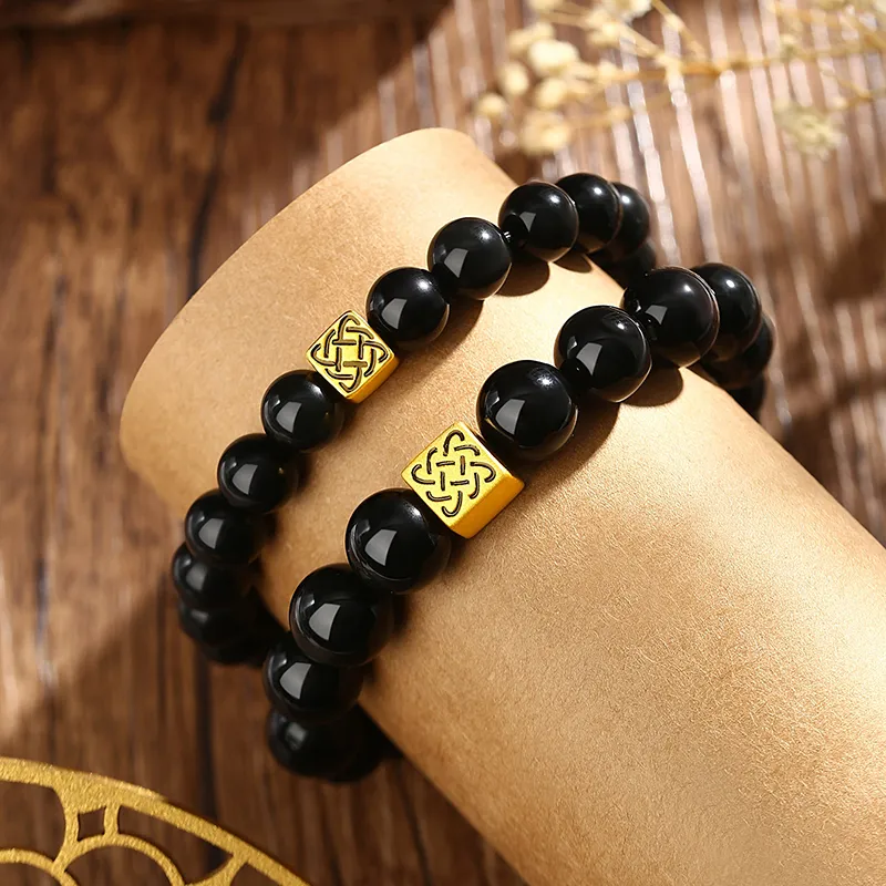 CHINA GOLD Obsidian Bracelets Women's-2