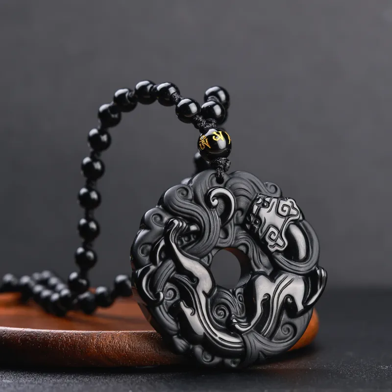 CHINA GOLD Natural Obsidian Necklaces Unisex-3
