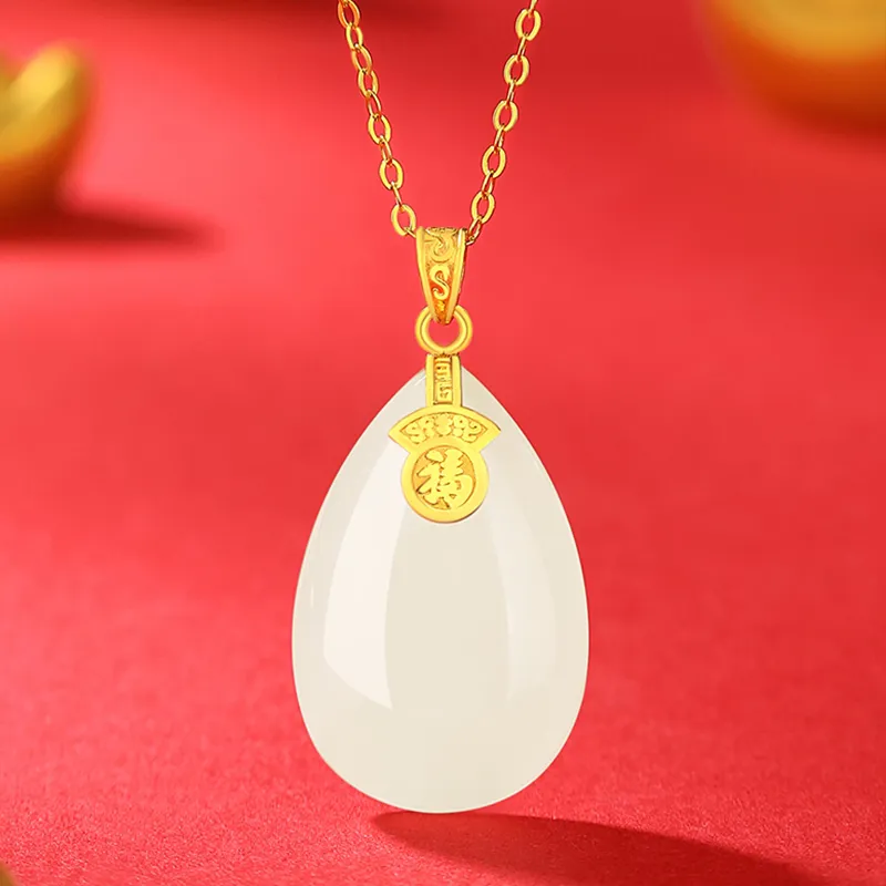 CHINA GOLD Hetian Jade Necklaces White Jade/Pale Greenish White Jade Women's-1