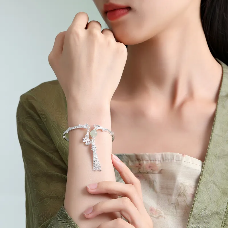 CHINA GOLD Hetian Jade Bangles White Jade/Pale Greenish White Jade Women's-3