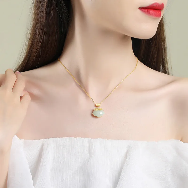 CHINA GOLD Hetian Jade Necklaces White Jade/Pale Greenish White Jade Women's-4