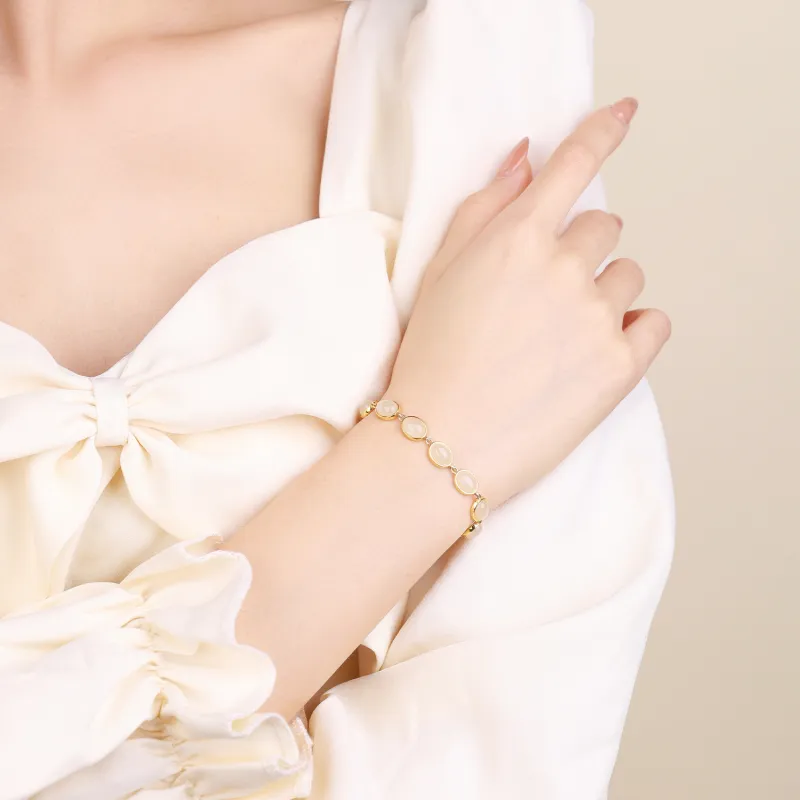 CHINA GOLD Hetian Jade Bracelets Pale Greenish White Jade Women's-4