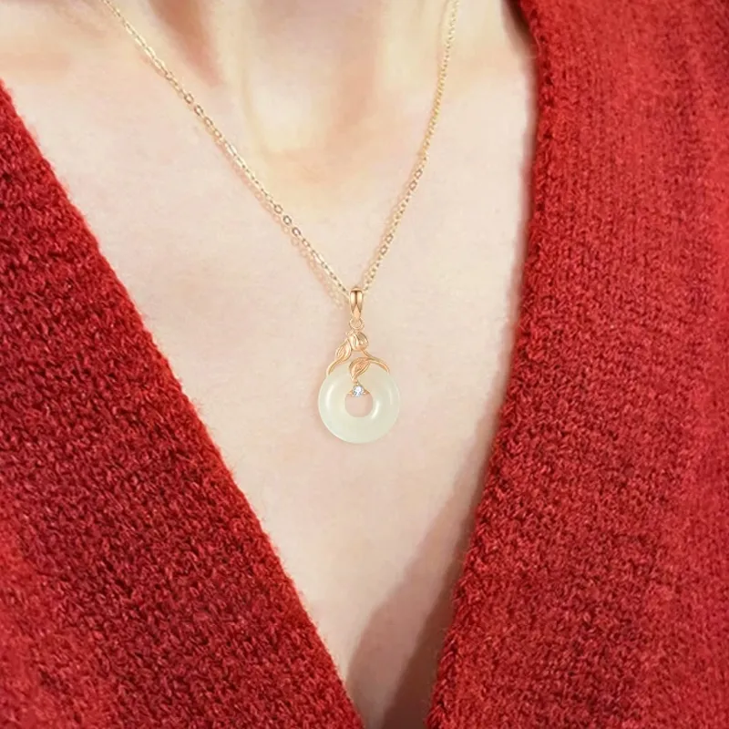 CHINA GOLD Hetian Jade Necklaces White Jade/Pale Greenish White Jade Women's-4