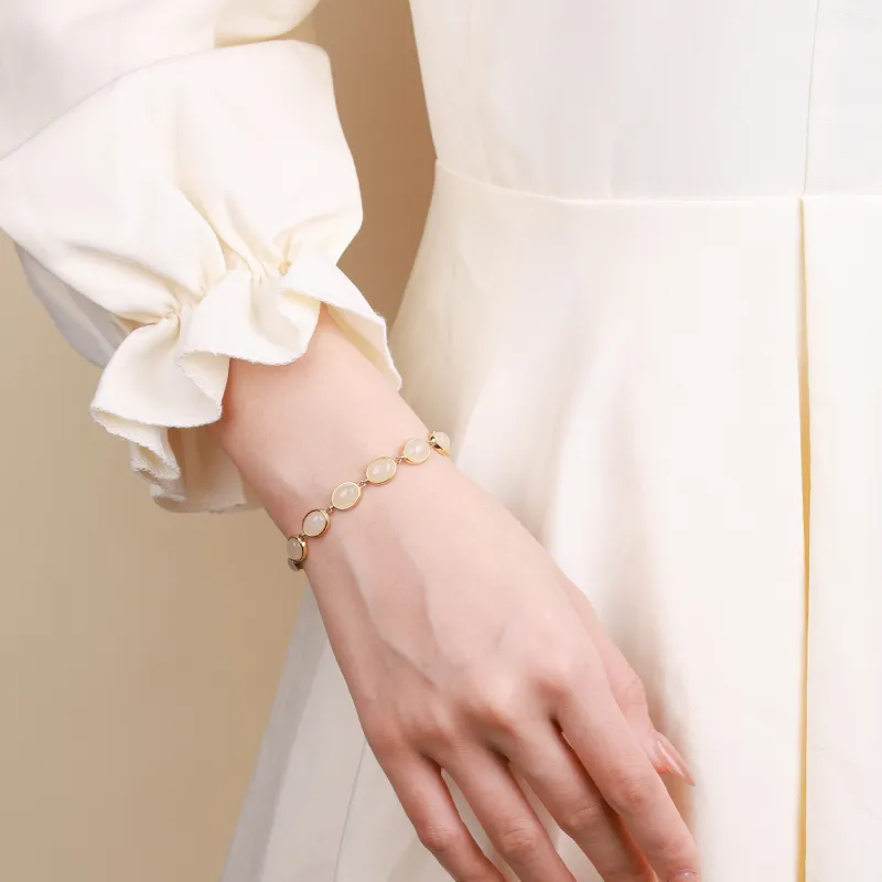 CHINA GOLD Hetian Jade Bracelets Pale Greenish White Jade Women's-5