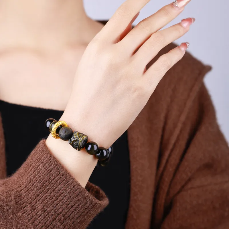 CHINA GOLD Obsidian Bracelets Unisex-5