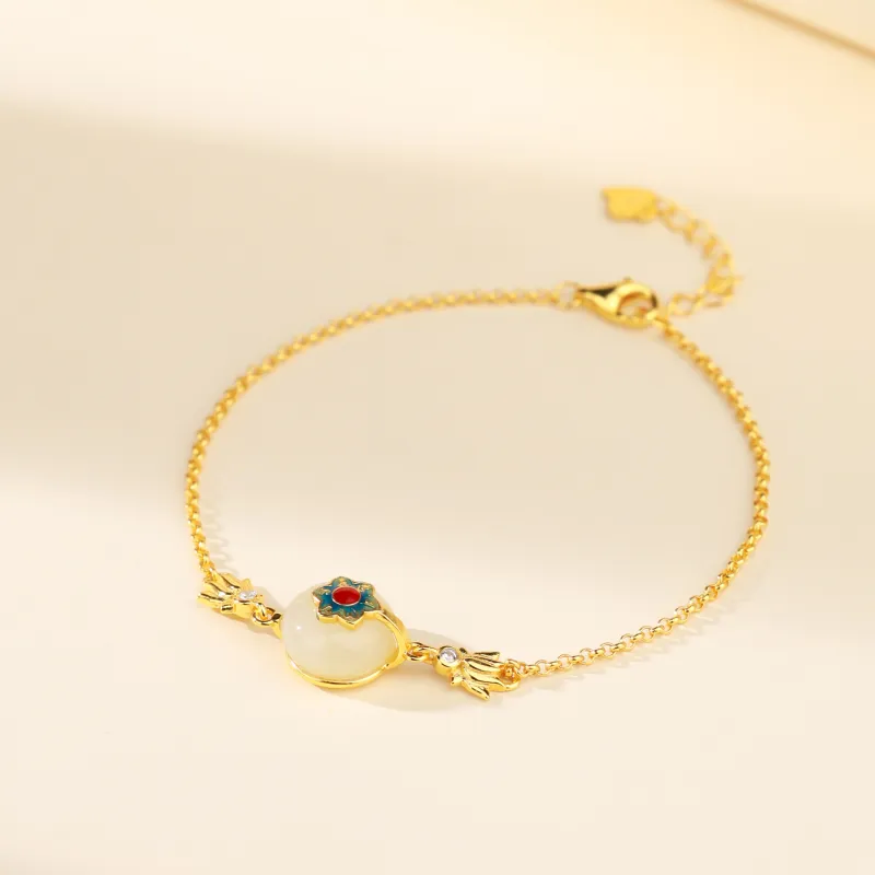 CHINA GOLD Hetian Jade Bracelets Pale Greenish White Jade Women's-2