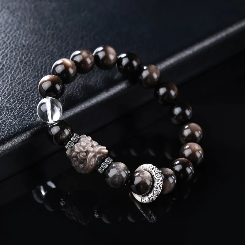 CHINA GOLD Natural Obsidian Bracelets Unisex-2