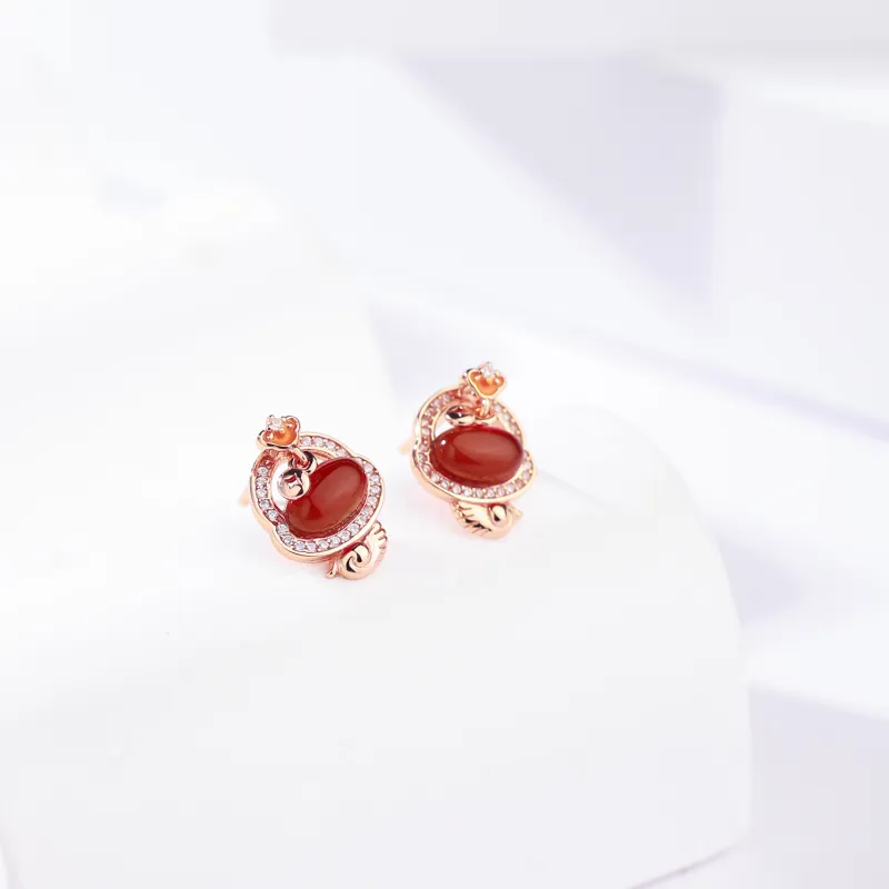 CHINA GOLD Agate Earrings Women's-1