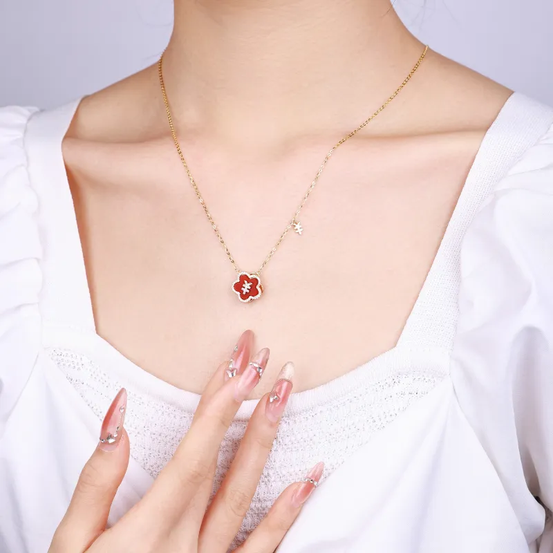 CHINA GOLD Agate Necklaces Women's-4