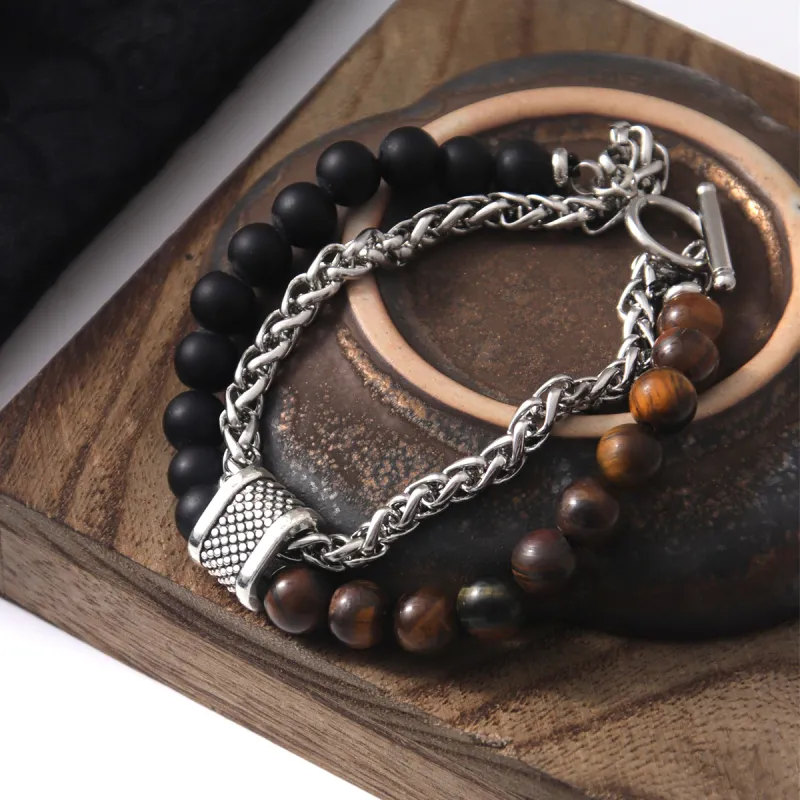 MEOBURLIY Tiger's Eye Stone Bracelets Unisex-2