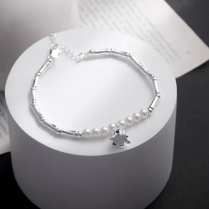 MEOBURLIY S925 Silver Bracelets Women's-4
