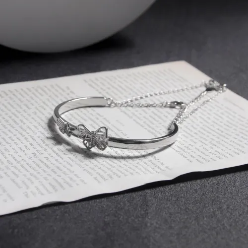 MEOBURLIY S925 Silver Bangles Women's