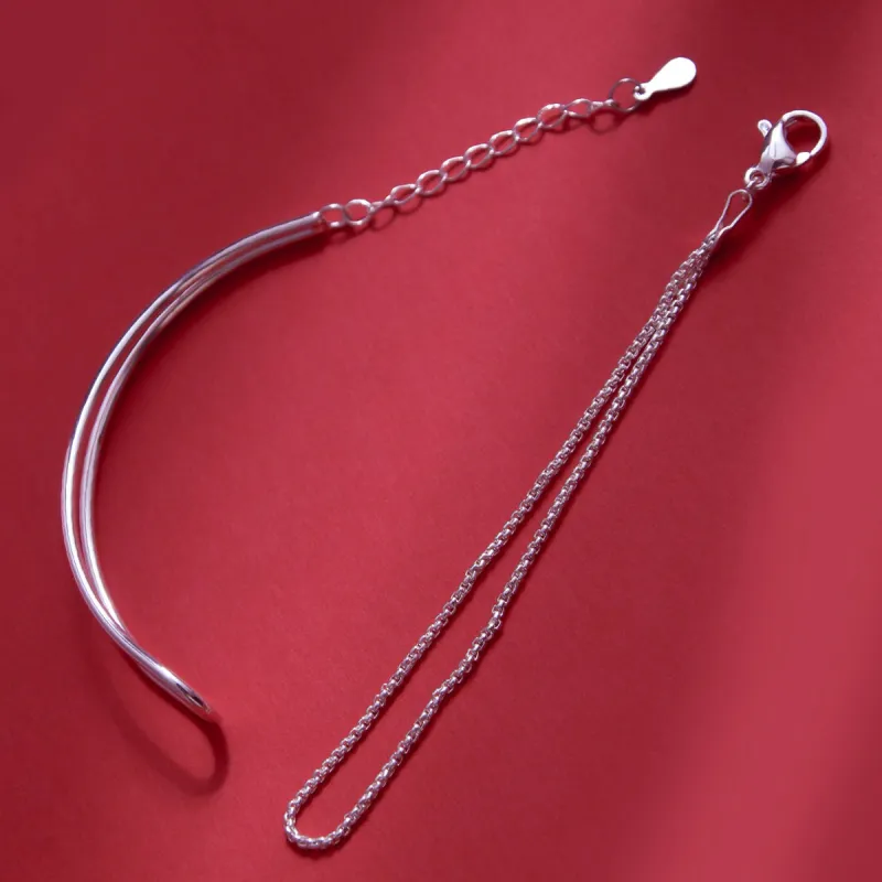 MEOBURLIY S925 Silver Bracelets Women's-5