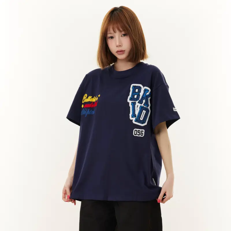WELTER EXPERIMENT American Vintage 3D Effect Embroidered Pattern Design Casual Versatile T Shirt Unisex-11