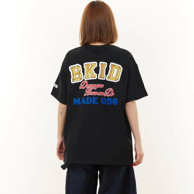 WELTER EXPERIMENT American Vintage 3D Effect Embroidered Pattern Design Casual Versatile T Shirt Unisex-4