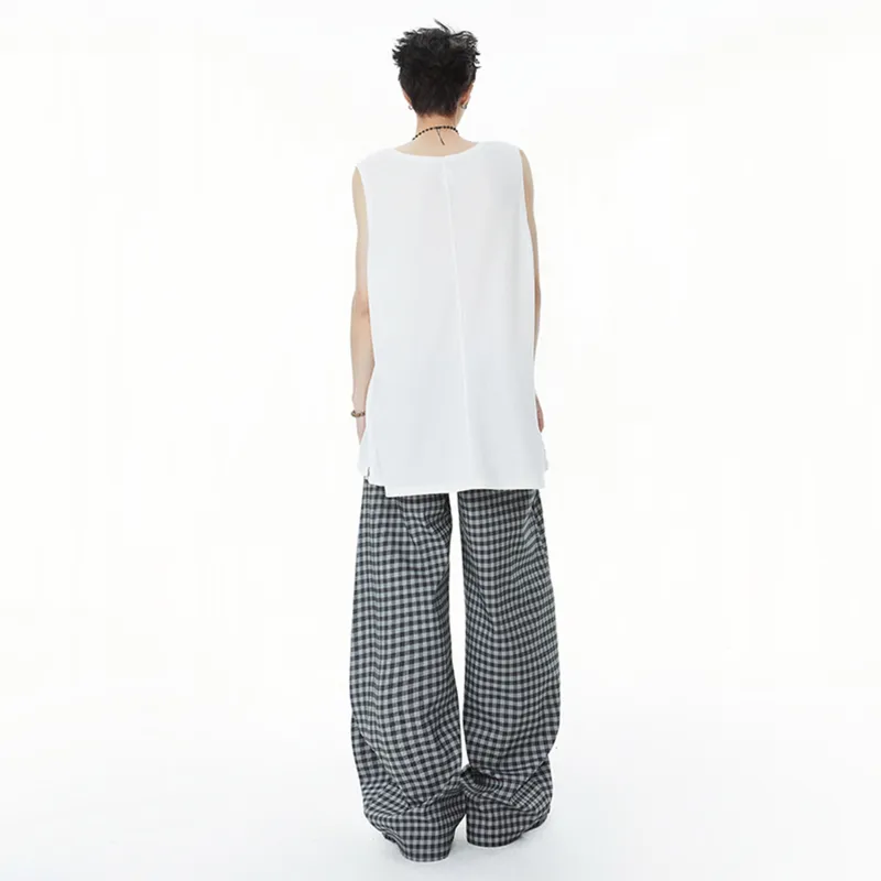 Kastinger Casual Pants Unisex Black White Plaid-3