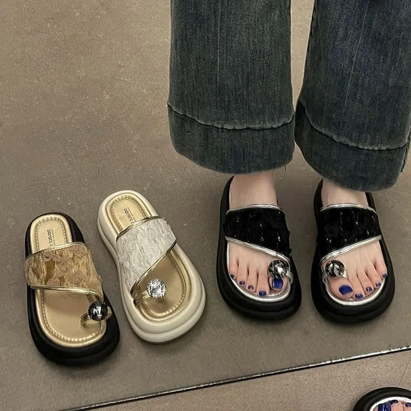 Yamada Hyakuju Slippers Khaki Ecru Black-1