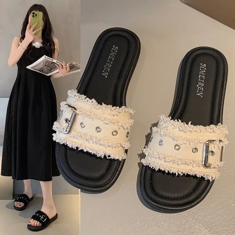 Yamada Hyakuju Slippers Black, Ecru-5