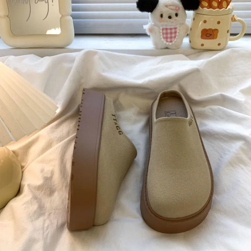 Yamada Hyakuju Women's Home Slippers Beige Brown-3