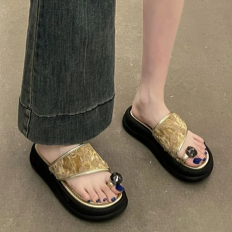 Yamada Hyakuju Slippers Khaki Ecru Black-2