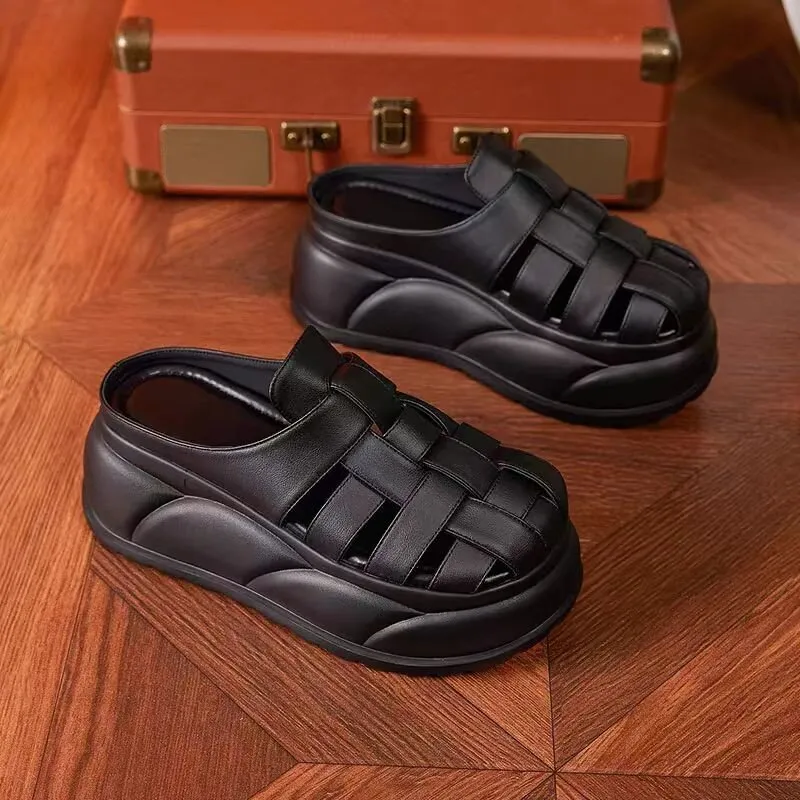 Yamada Hyakuju Slippers Ecru, Black-8