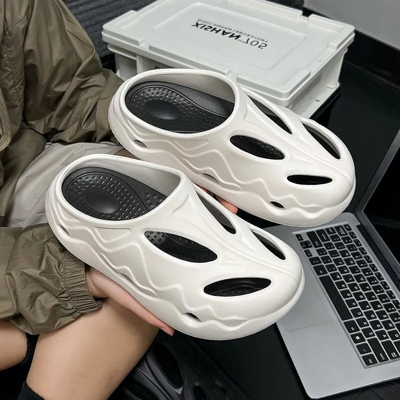 Yamada Hyakuju Home Slippers White Black, Black, Black Purple-3