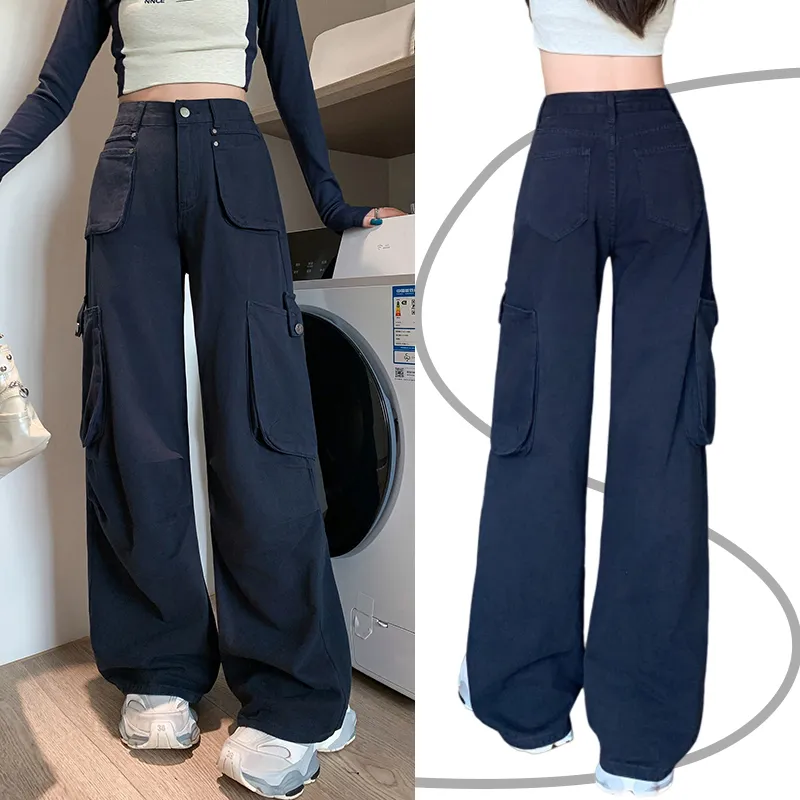 MPOX Loose Fit Jeans Women's Navy Blue-3