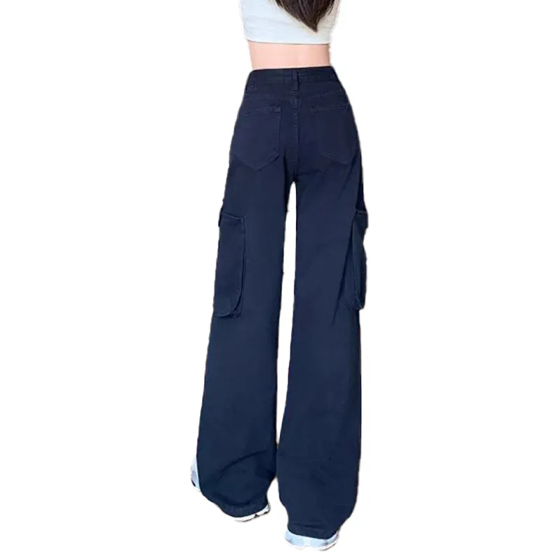 MPOX Loose Fit Jeans Women's Navy Blue-0