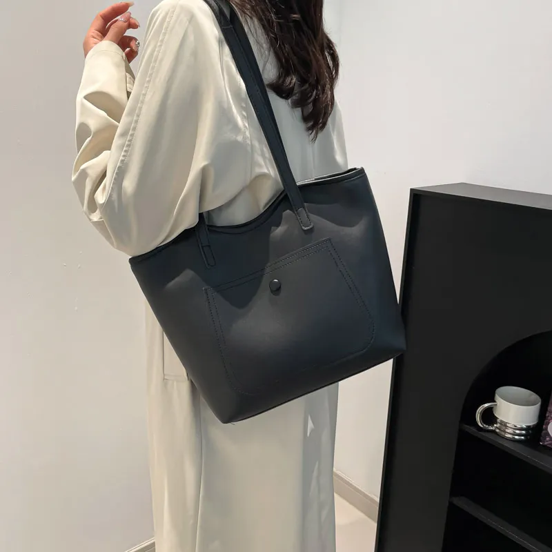ROUNDOT PU Shoulder Bag Tote Regular Women's White/Black/Khaki/Brown-11