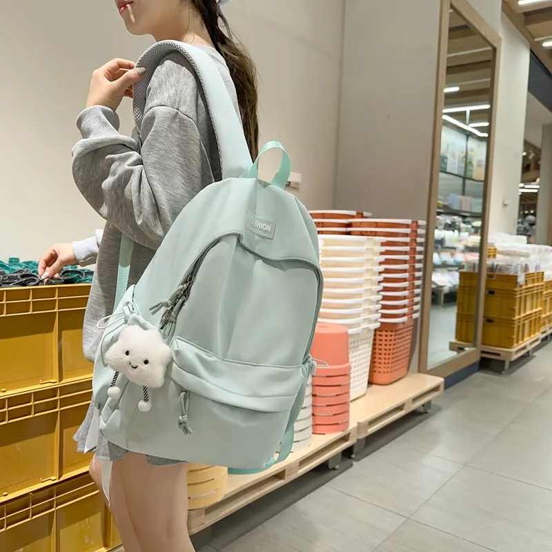 ROUNDOT Nylon Backpack Unisex Mint Green/Black/Lotus Color/Lemon/Lake Blue-6