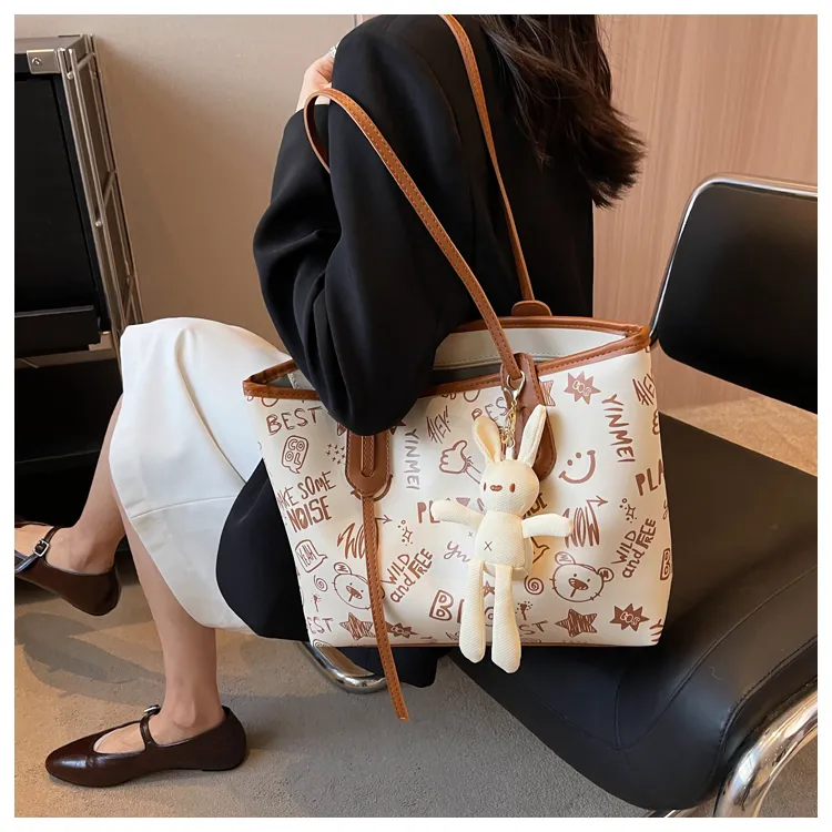 ROUNDOT PU Tote Bag Shopping Bag Crossbody Bag Shoulder Bag Women's Black/Blue/Pink/Brown-26