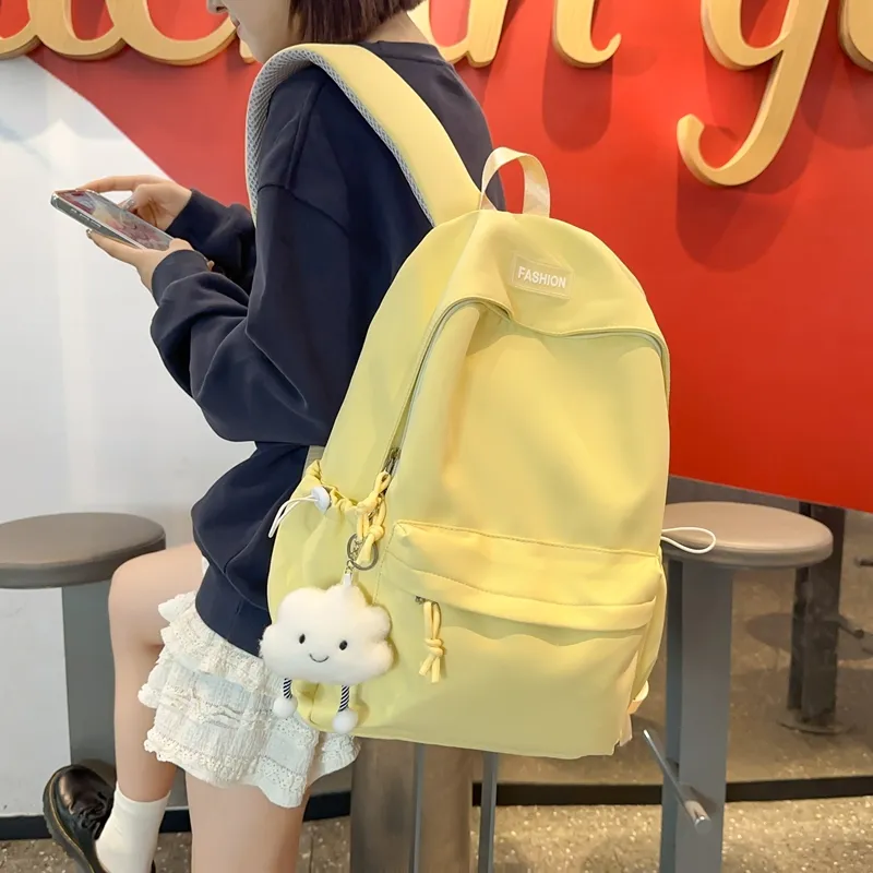 ROUNDOT Nylon Backpack Unisex Mint Green/Black/Lotus Color/Lemon/Lake Blue-19