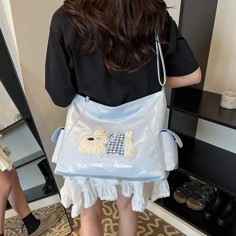 ROUNDOT PU Crossbody Bag Tote Regular Women's White/Black/Blue/Pink-16