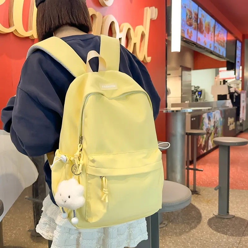 ROUNDOT Nylon Backpack Unisex Mint Green/Black/Lotus Color/Lemon/Lake Blue-16