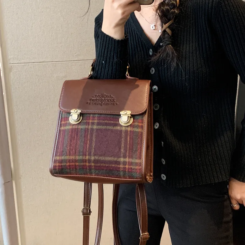 ROUNDOT PU Handbag Shoulder Bag Backpack Regular Women's Khaki/Coffee/Brown-19