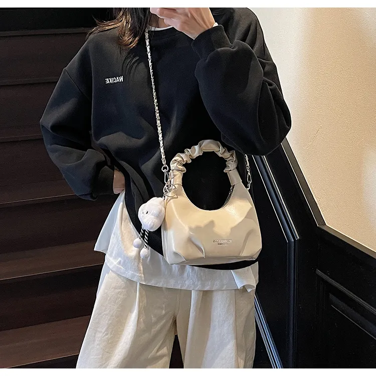 ROUNDOT PU Crossbody One Shoulder Handbags Regular Women's White/Ecru/Black/Pink-6
