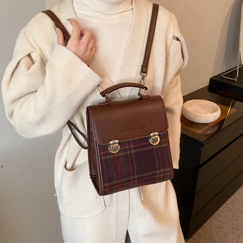 ROUNDOT PU Handbag Shoulder Bag Backpack Regular Women's Khaki/Coffee/Brown-15