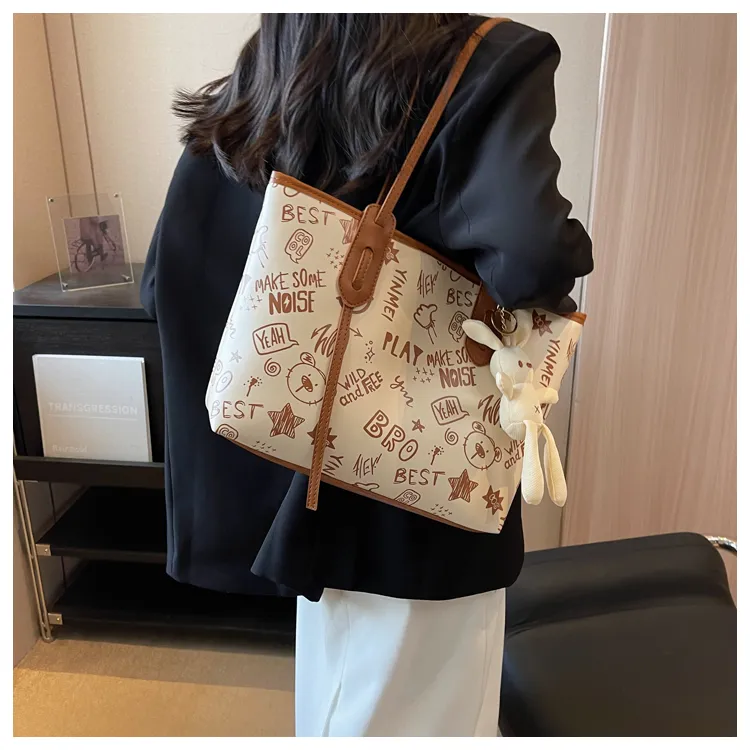 ROUNDOT PU Tote Bag Shopping Bag Crossbody Bag Shoulder Bag Women's Black/Blue/Pink/Brown-27