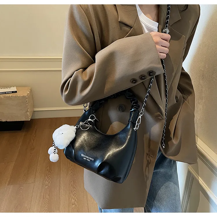 ROUNDOT PU Crossbody One Shoulder Handbags Regular Women's White/Ecru/Black/Pink-19