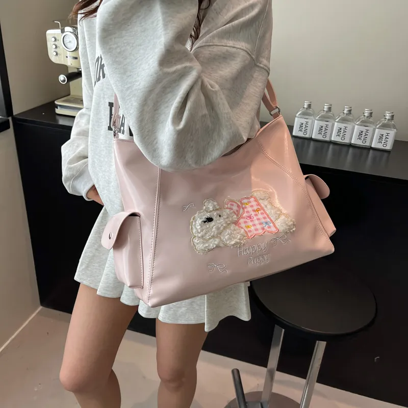 ROUNDOT PU Crossbody Bag Tote Regular Women's White/Black/Blue/Pink-22